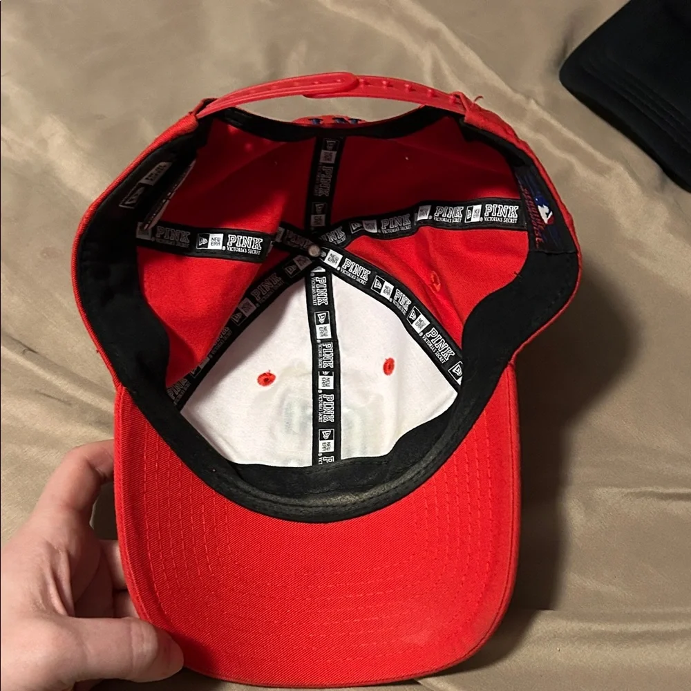 VS PINK Cleveland Guardians Block C Red Baseball Cap with Navy 'C' Emblem - Picture 3 of 3